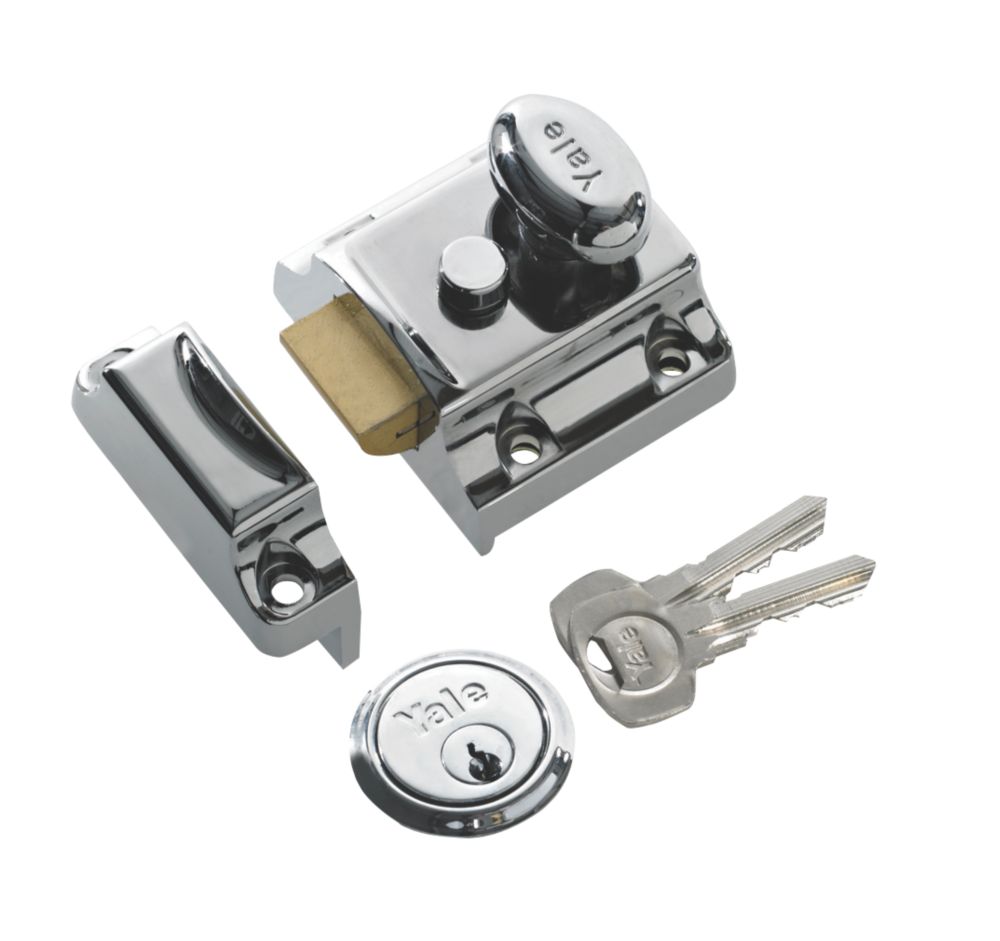 Image of Yale 706 Traditional Night Latch Polished Chrome-Plated 40mm Backset 