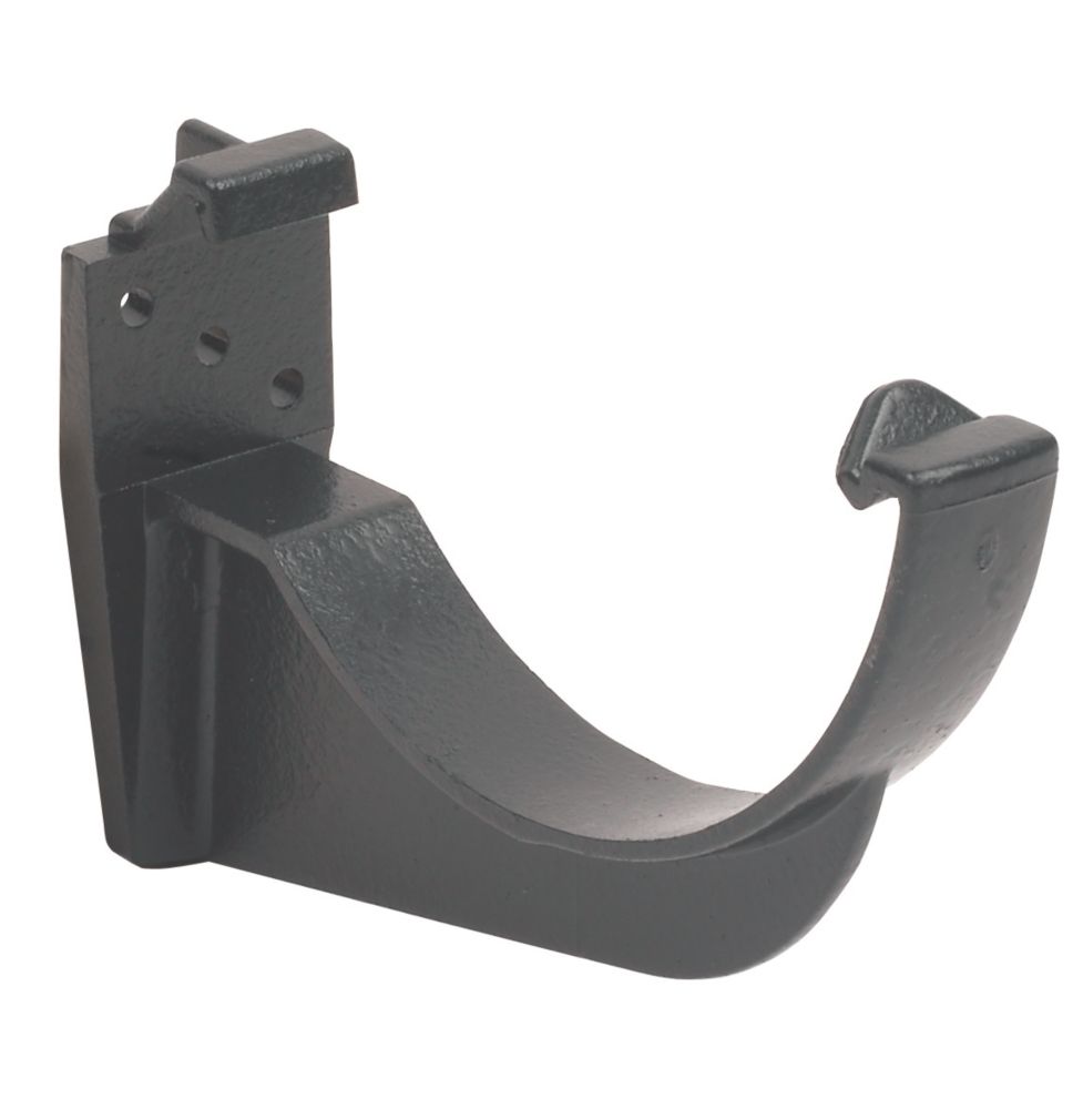 Image of FloPlast Cast Iron Effect Round Fascia Bracket Black 112mm 10 Pack 