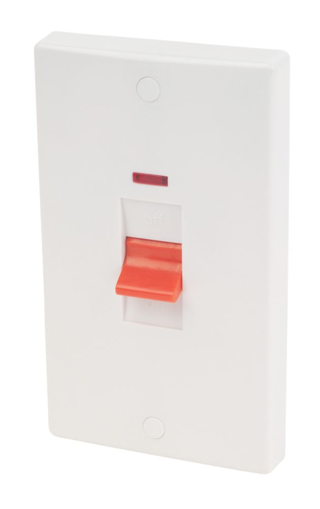 Image of Schneider Electric Ultimate Slimline 50A 2-Gang DP Control Switch White with Neon 