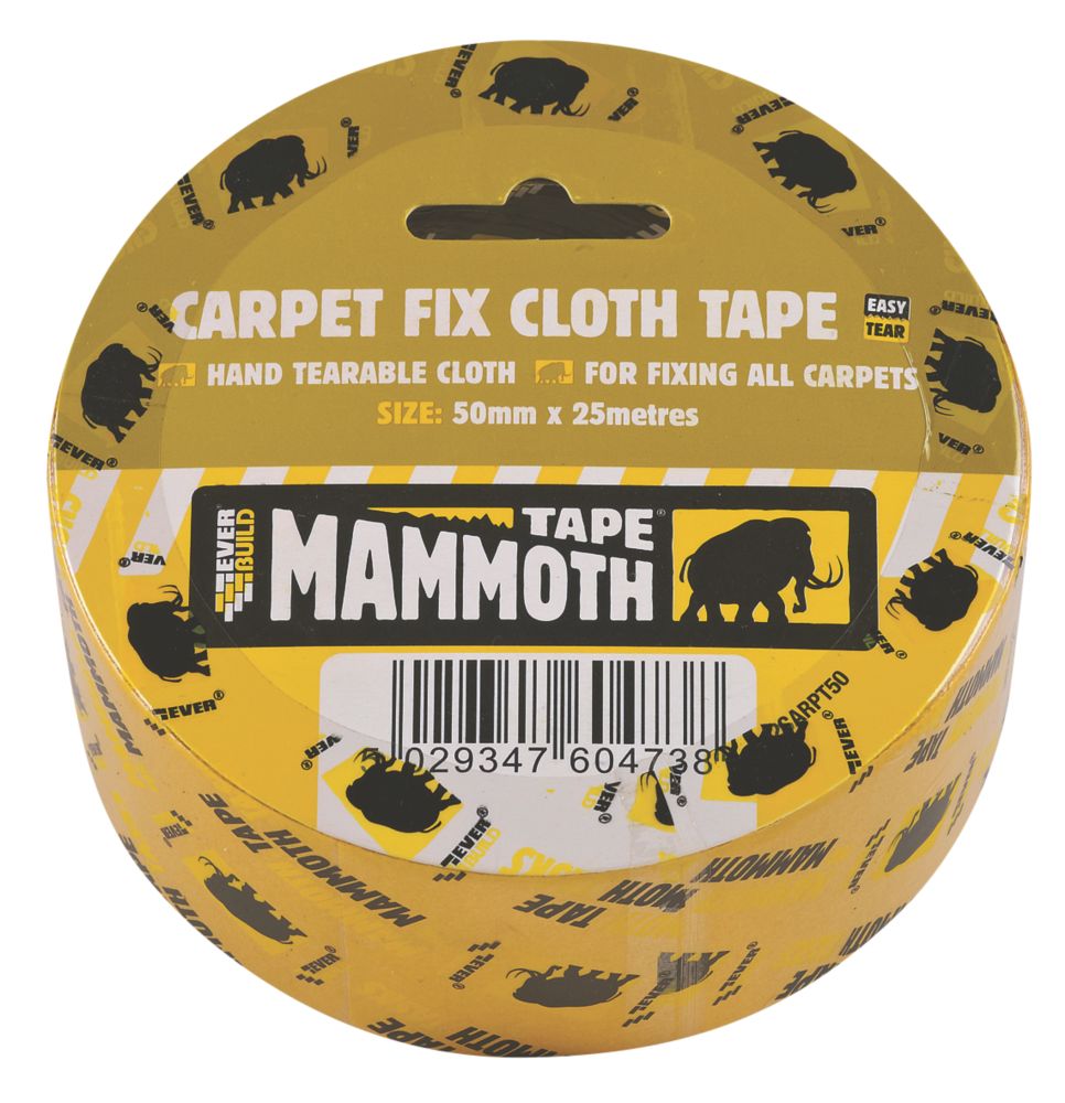 Image of Everbuild Double-Sided Cloth Carpet Tape Mesh Clear 25m x 50mm 