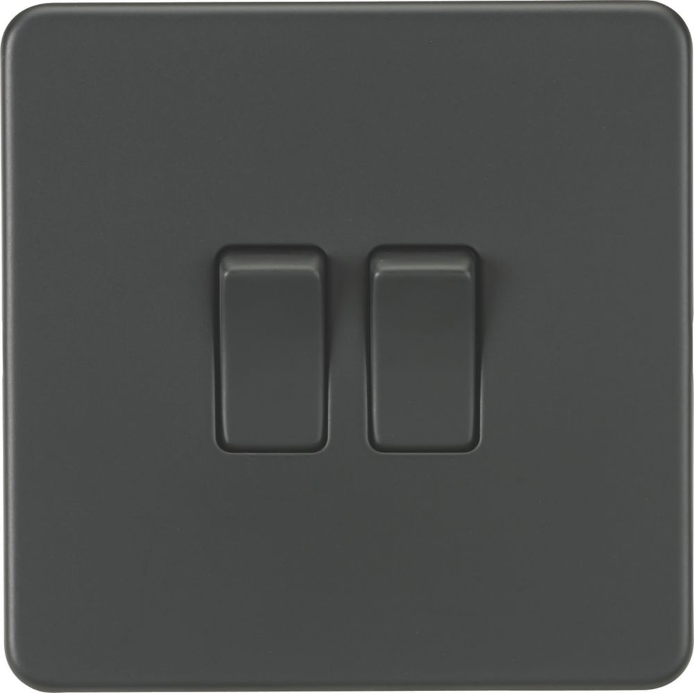 Image of Knightsbridge 10AX 2-Gang 2-Way Light Switch Anthracite 
