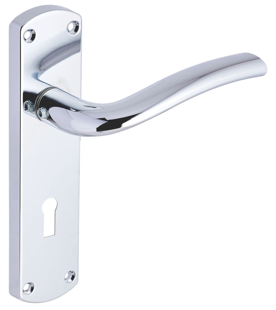 Image of Smith & Locke Corfe Fire Rated Lever Lock Door Handles Pair Polished Chrome 