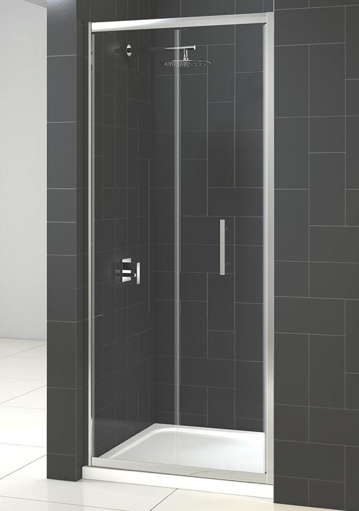 Image of Triton Fast Fix Framed Rectangular Bi-Fold Shower Door Chrome 900mm x 1900mm 