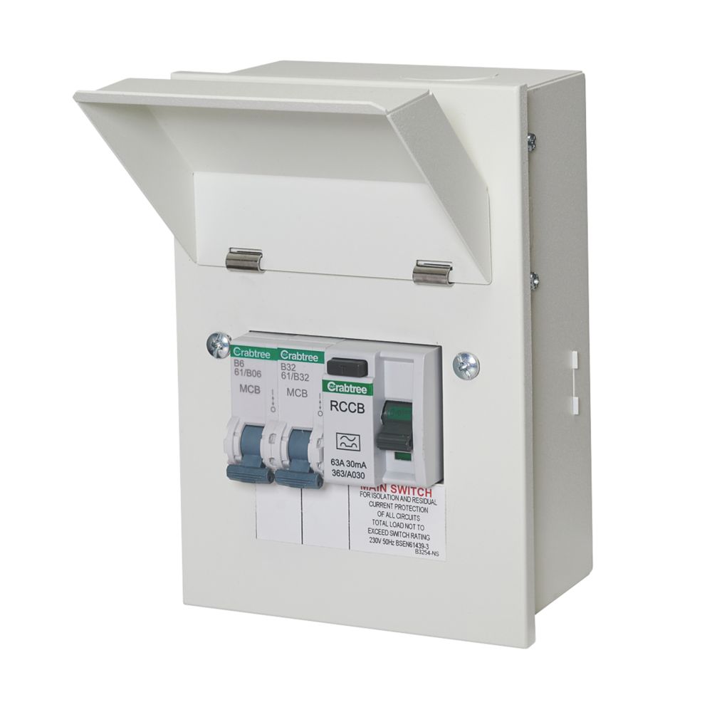 Image of Crabtree Starbreaker 4-Module 2-Way Populated Garage Consumer Unit 