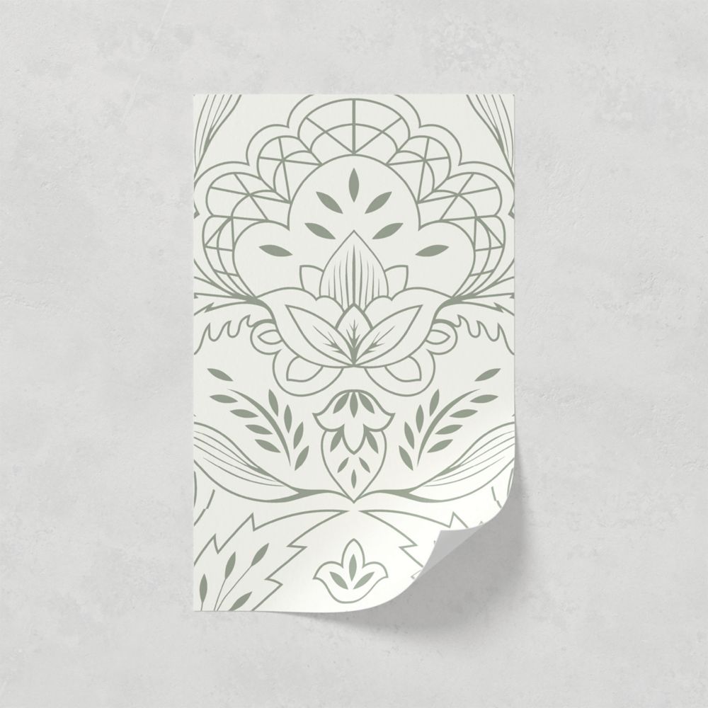 Image of LickPro White Damask 01 Wallpaper Sample 0.18m x 0.29m 