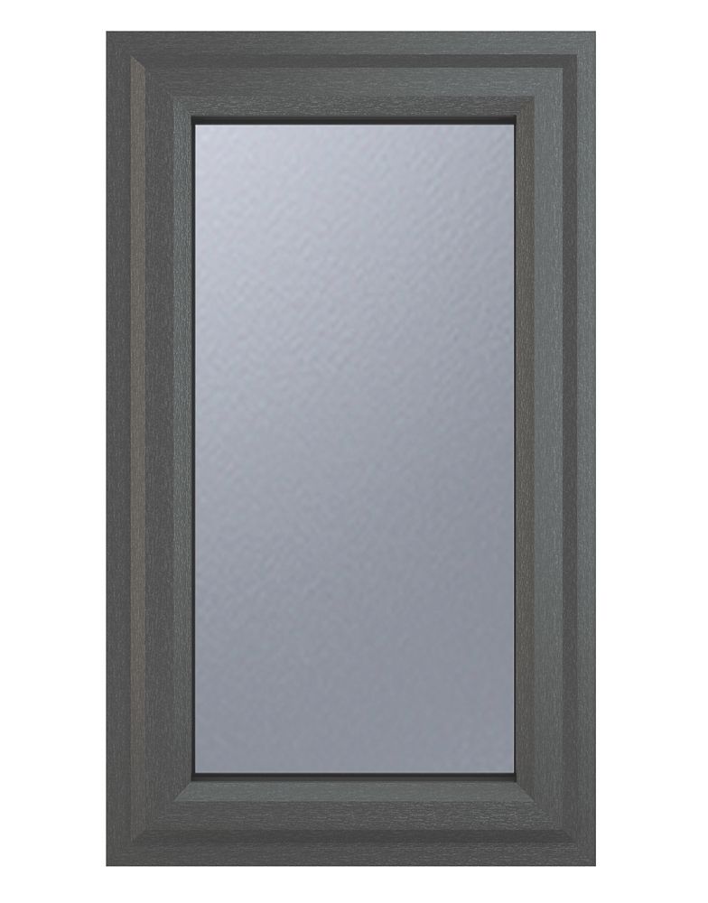 Image of Crystal Left-Hand Opening Obscure Triple-Glazed Casement Anthracite on White uPVC Window 610mm x 1190mm 