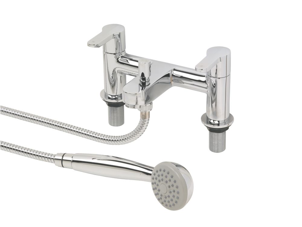 Image of Swirl Elevate Deck-Mounted Dual Lever Bath/Shower Mixer Tap Chrome 