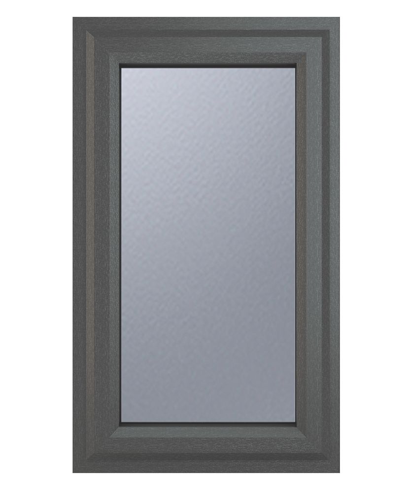 Image of Crystal Right-Hand Opening Obscure Triple-Glazed Casement Anthracite on White uPVC Window 610mm x 1190mm 