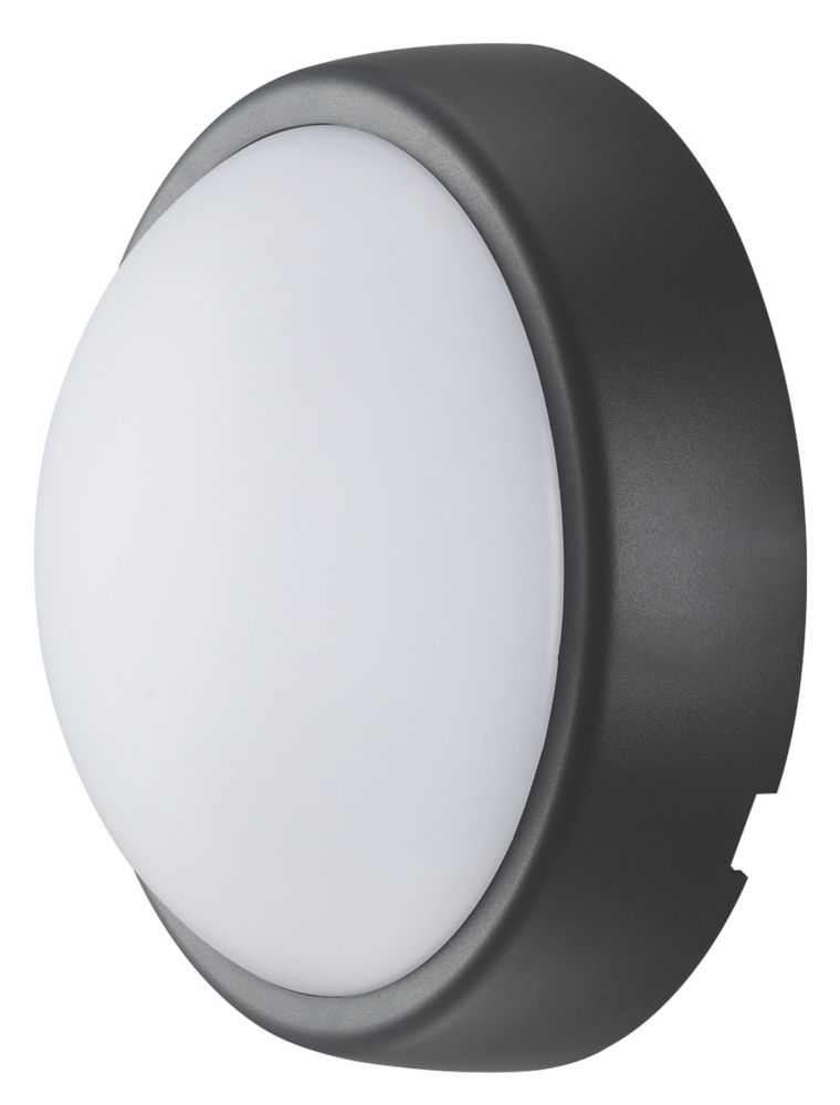 Image of Luceco Eco Mini Outdoor Round LED Bulkhead Black / White 5.5W 450lm 