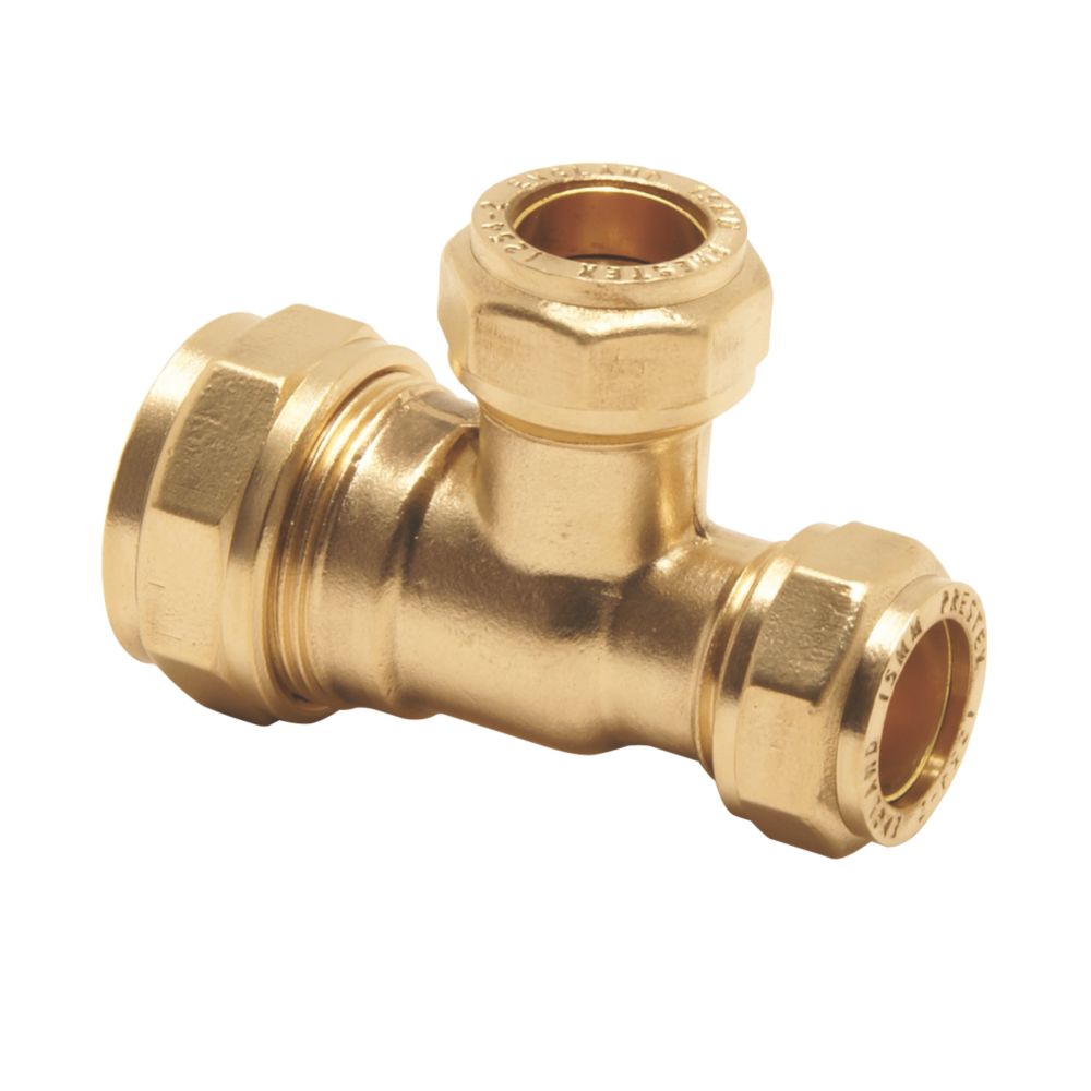 Image of Pegler PX50D Brass Compression Reducing Tee 22mm x 15mm x 15mm 
