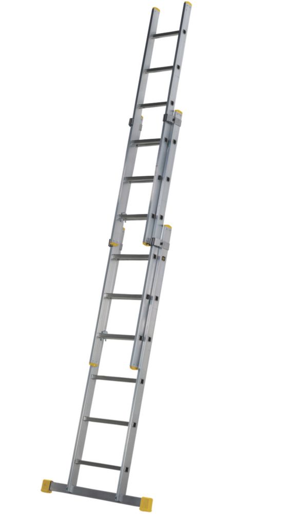 Image of Werner PRO 3-Section Aluminium Square Rung Extension Ladder 4.13m 