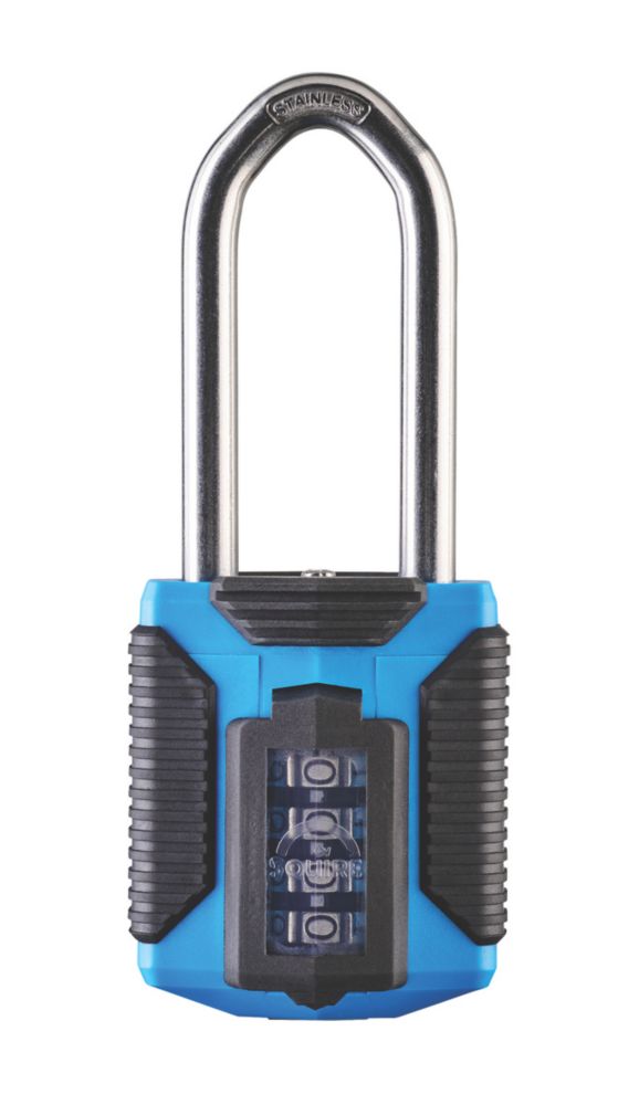 Image of Squire CP50 2.5 ATLS Die-Cast Steel Weatherproof Long Shackle Combination Padlock Blue 50mm 
