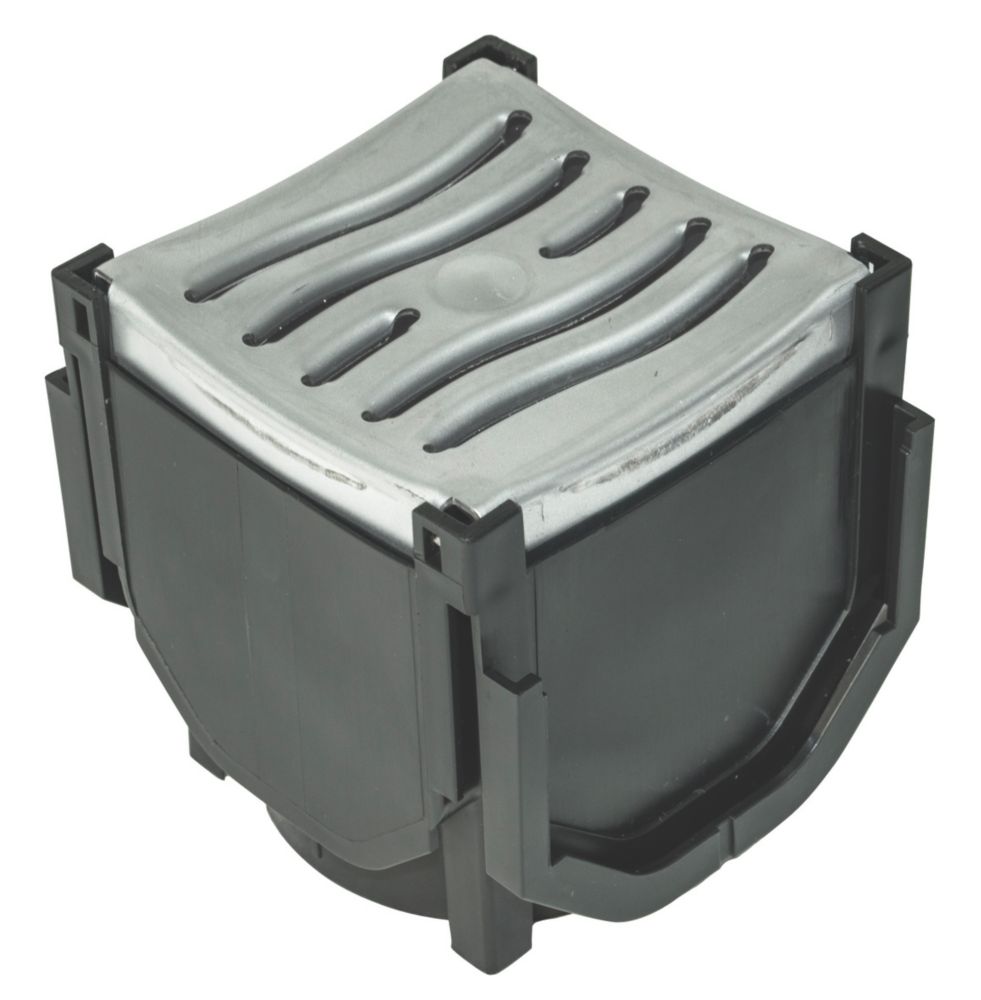 Image of FloPlast FloDrain Quad Connector Drain Cover & Grate Silver 120mm 