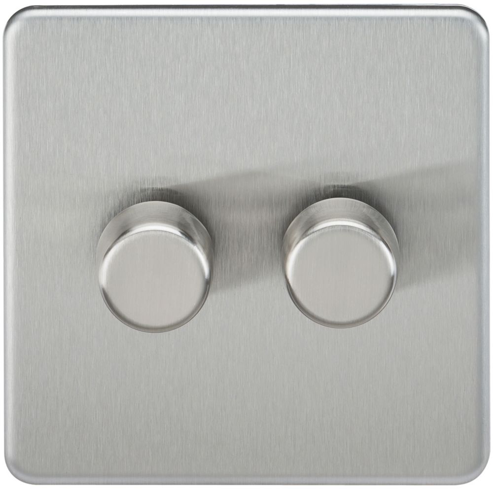 Image of Knightsbridge 2-Gang 2-Way LED Dimmer Switch Brushed Chrome 
