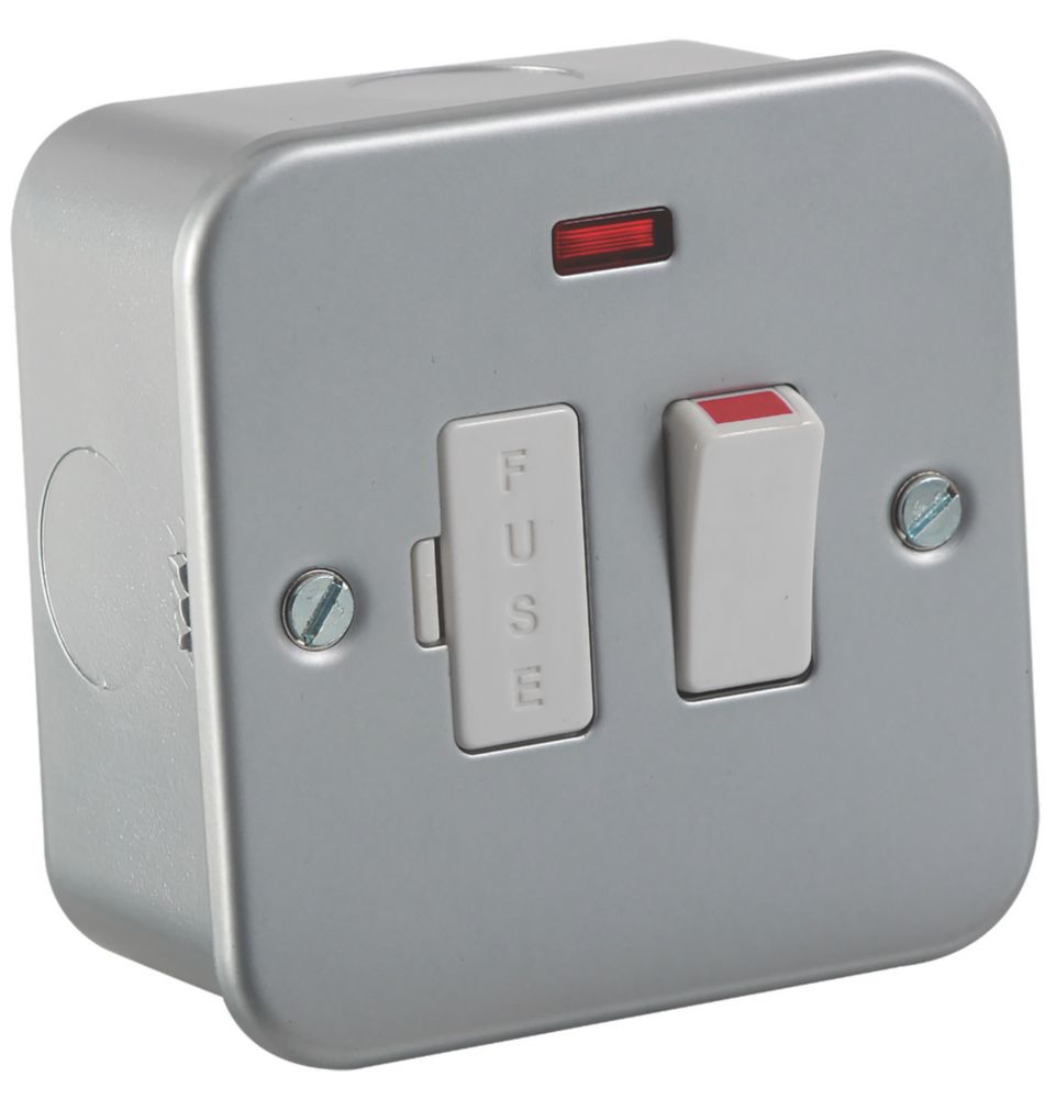 Image of Knightsbridge 13A Switched Metal Clad Fused Spur with LED with White Inserts 