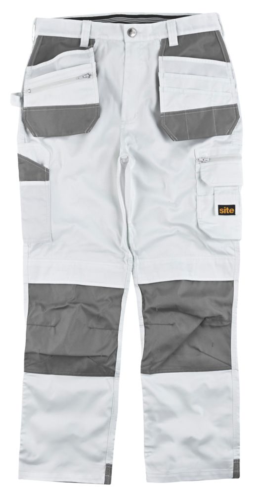 Image of Site Jackal Work Trousers White / Grey 36" W 32" L 