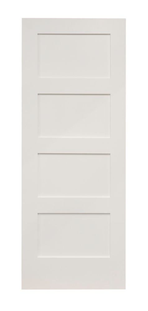 Image of Primed White Wooden 4-Panel Shaker Internal Door 2040mm x 826mm 