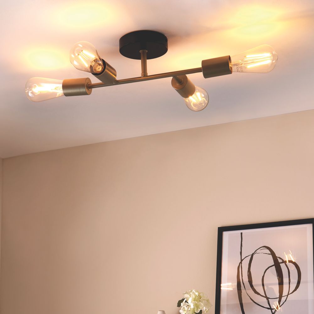 Image of Quay Design Toby Semi-Flush Light Matt Dark Soft Gold 