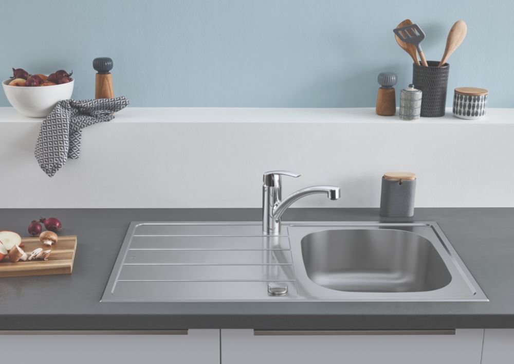 Image of Grohe K200 1 Bowl Stainless Steel Sink Chrome 860mm x 500mm 