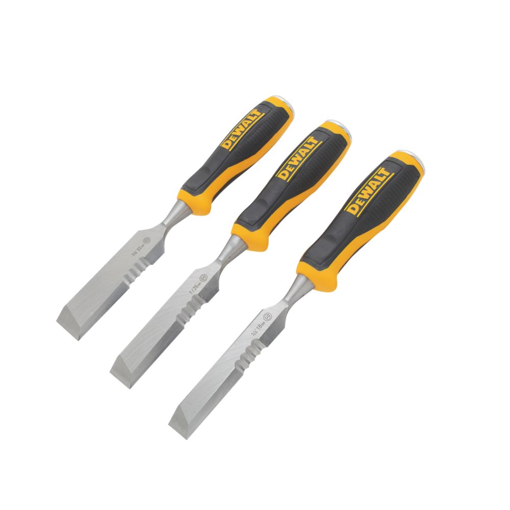 Image of DeWalt Bevel Edge Side Strike Wood Chisel Set 3 Pcs 