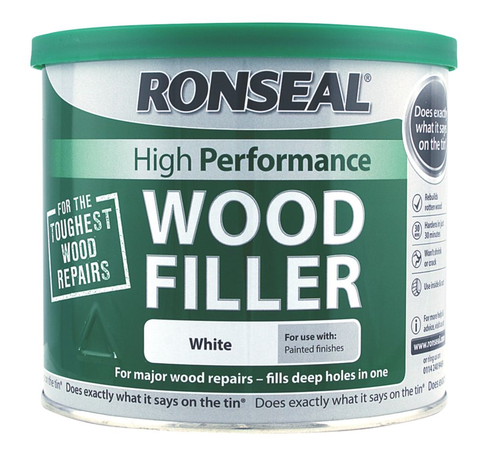 Image of Ronseal High Performance Wood Filler White 550g 