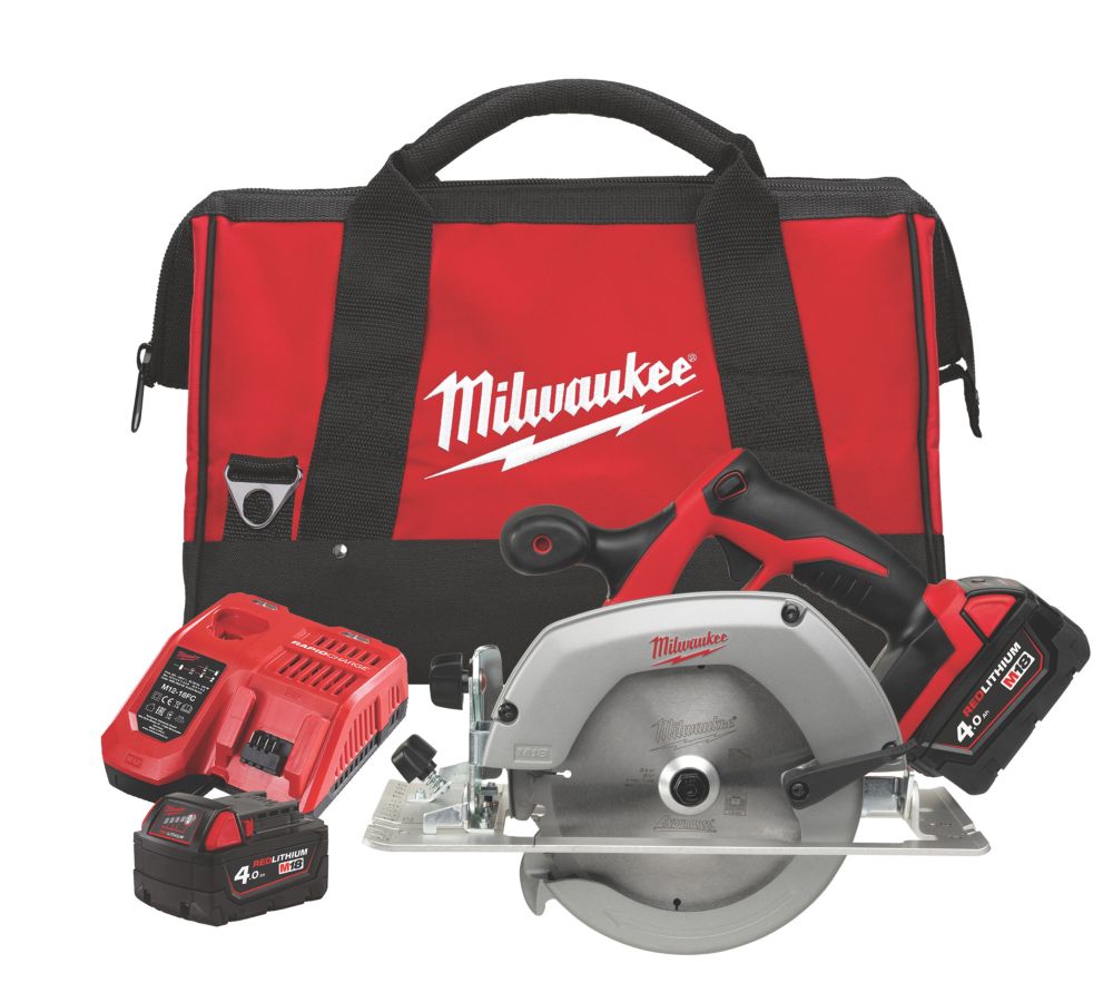 Image of Milwaukee HD18CS-402B 165mm 18V 2 x 4.0Ah Li-Ion RedLithium Cordless Circular Saw 
