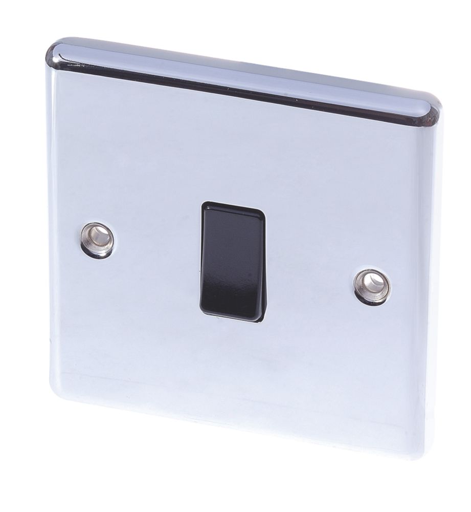 Image of LAP 10AX 1-Gang 2-Way Light Switch Polished Chrome with Black Inserts 