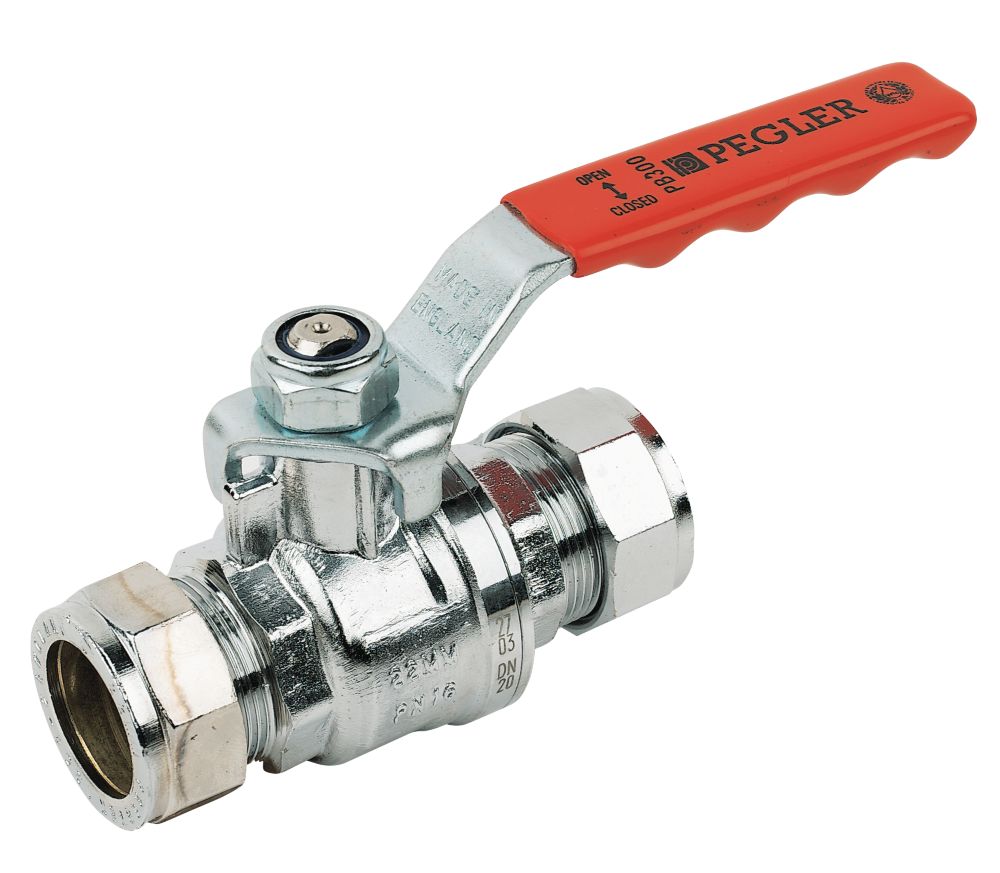 Image of Pegler Ball Valve Red 22mm 