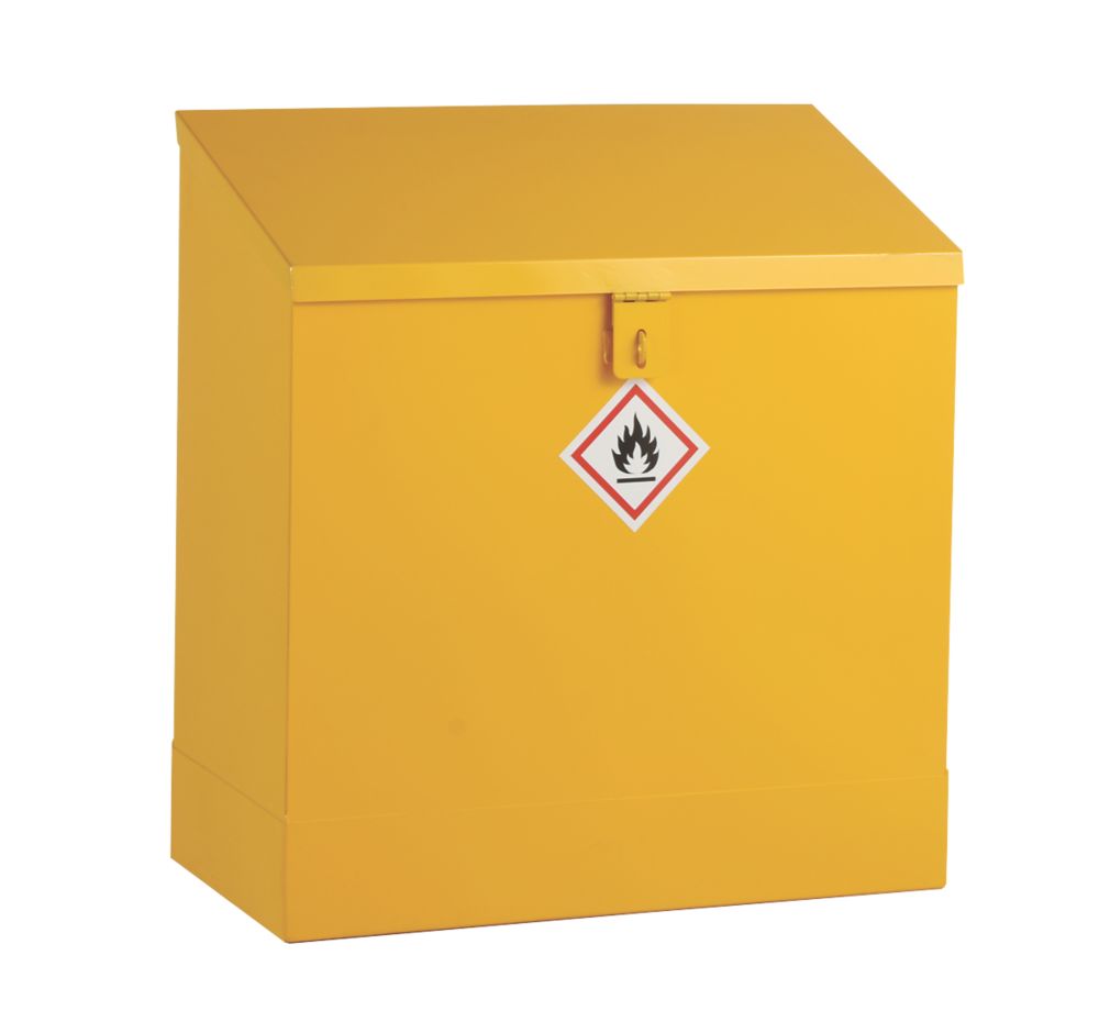 Image of Flammable Liquid Sloping Top Storage Bin Yellow 609mm x 330mm x 660mm 