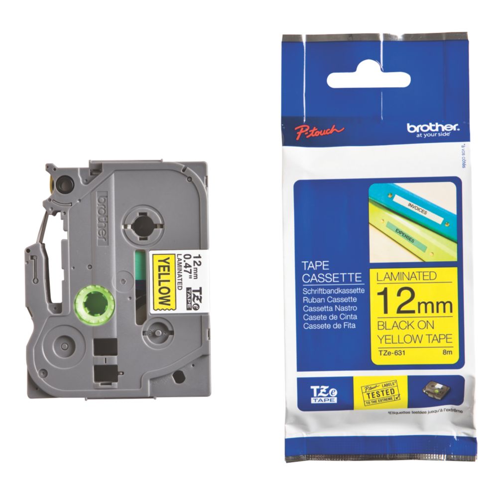 Image of Brother E631 Labelling Tape 12mm x 8m 