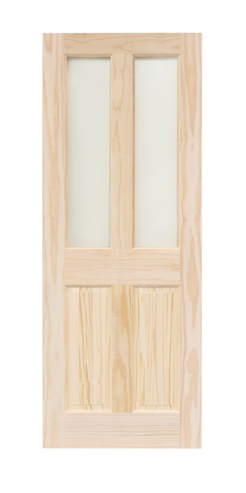 Image of Victorian 2-Clear Light Unfinished Pine Wooden 2-Panel Internal Door 2040mm x 826mm 