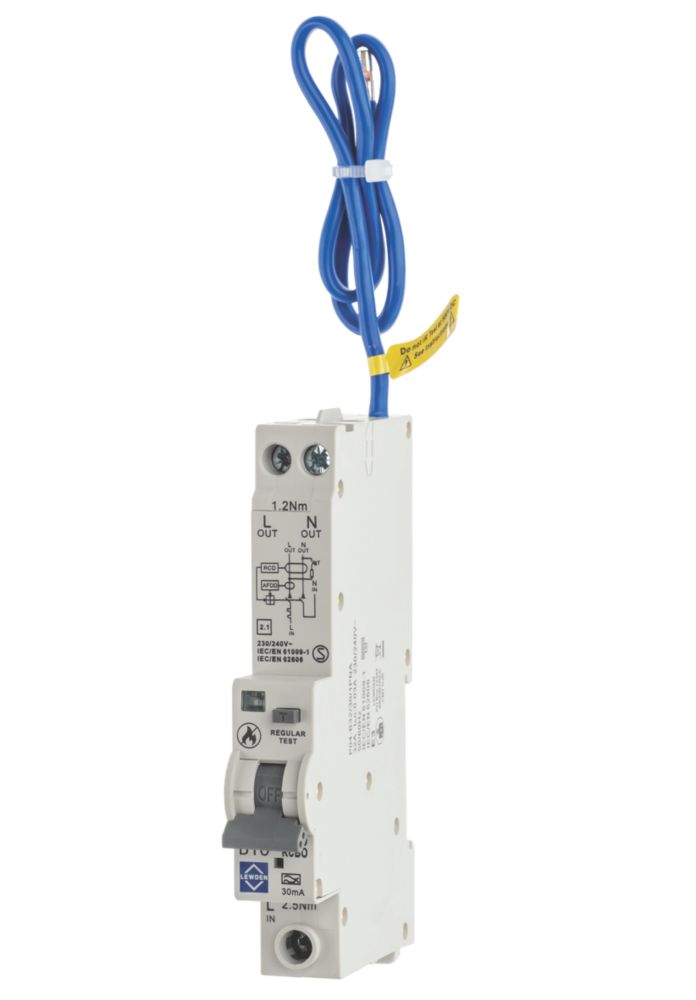 Image of Lewden P04-B10/30/1PNA 10A 30mA 1+N Type B AFDD & RCBO 