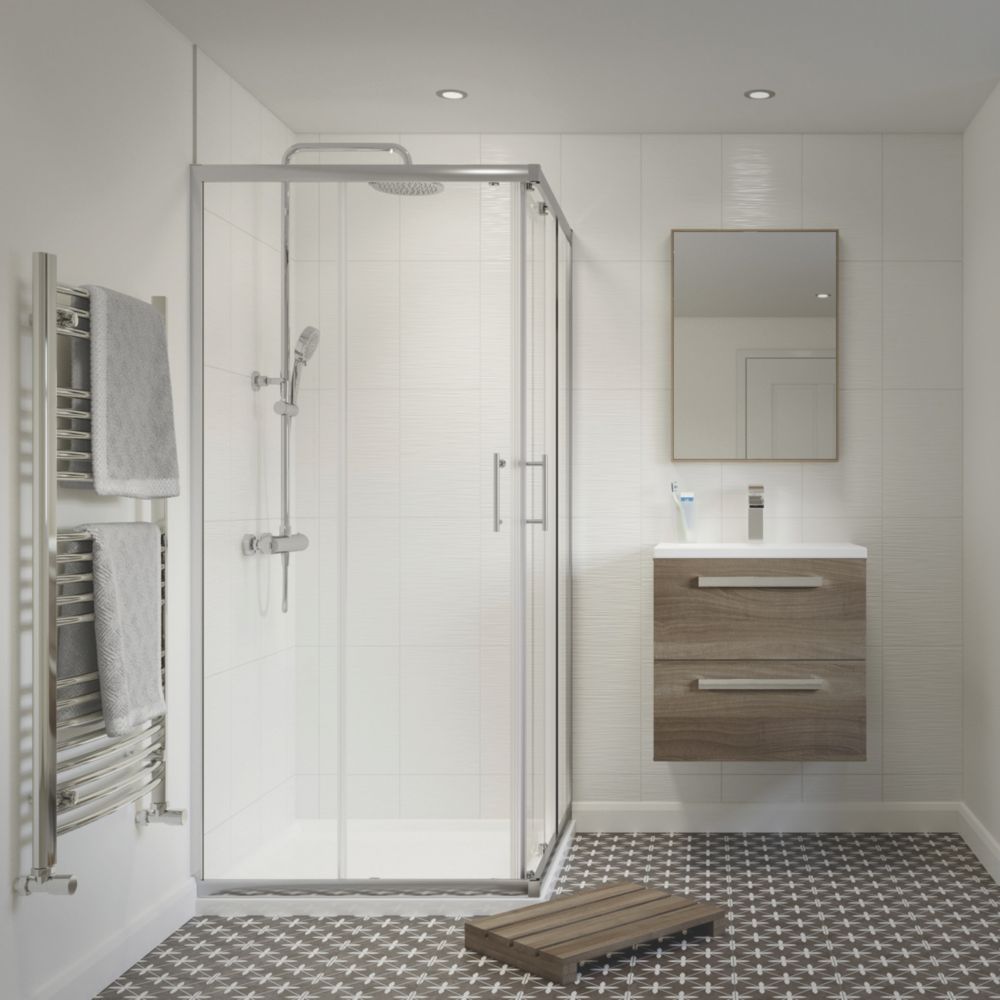 Image of Framed Square Shower Enclosure Left & Right-Hand Opening Polished Silver-Effect /Clear 760mm x 760mm x 1850mm 
