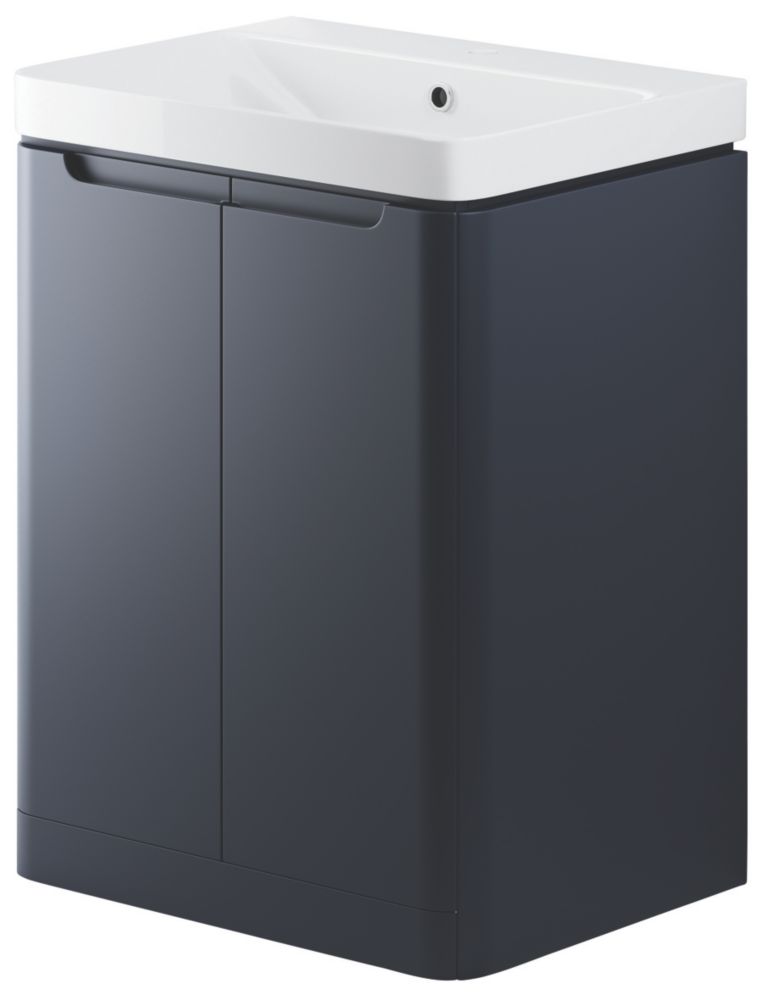 Image of Floorstanding Vanity Unit & Basin Matt Indigo 605mm x 460mm x 840mm 