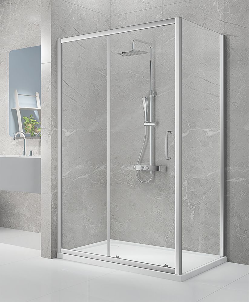 Image of Triton Neo Eight Framed Rectangular Sliding Door Shower Enclosure Reversible Chrome 1000mm x 800mm x 1900mm 