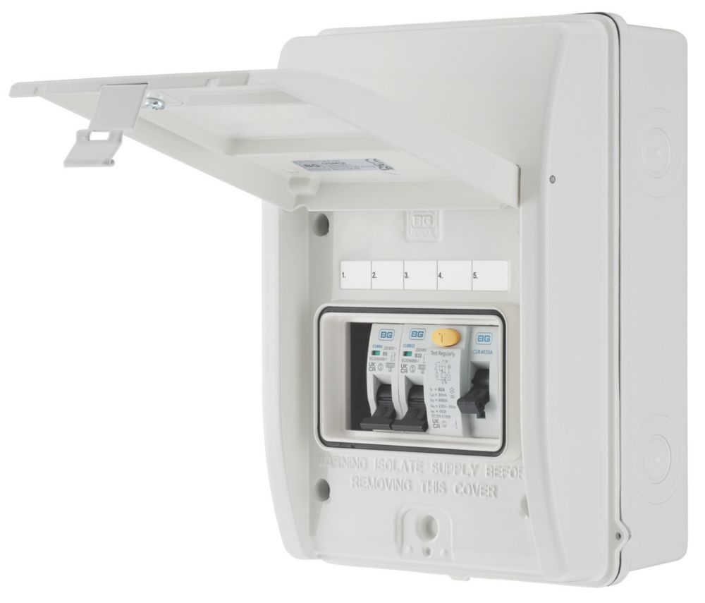 Image of British General Fortress 5-Module 2-Way Populated Garage Consumer Unit 