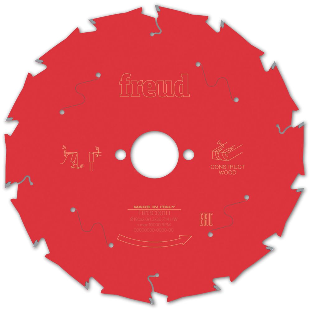 Image of Freud F03FS09792 Wood/Nails Circular Saw Blade 190mm x 30mm 14T 