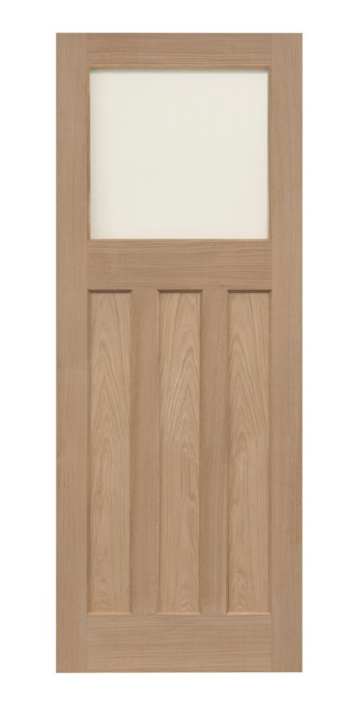 Image of Edwardian 1-Clear Light Unfinished Oak Wooden 3-Panel Internal Door 1981mm x 762mm 