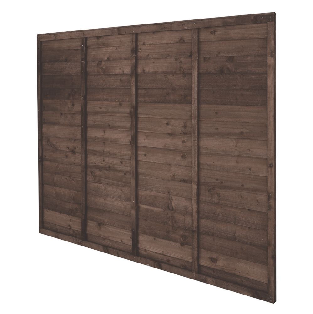 Image of Forest TP Super Lap Garden Fencing Panel Dark Brown 6' x 5' 6" Pack of 4 