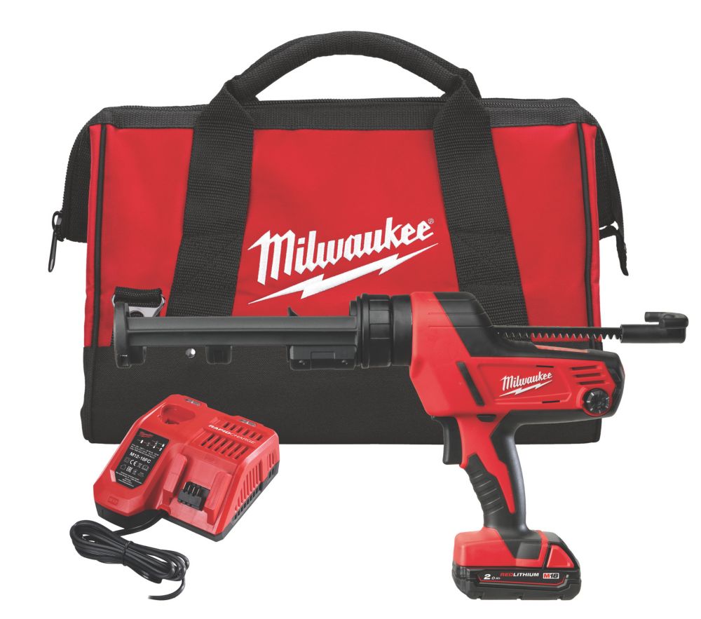 Image of Milwaukee C18 PCG/310C-201B 18V 1 x 2.0Ah Li-Ion RedLithium Cordless Caulking Gun 