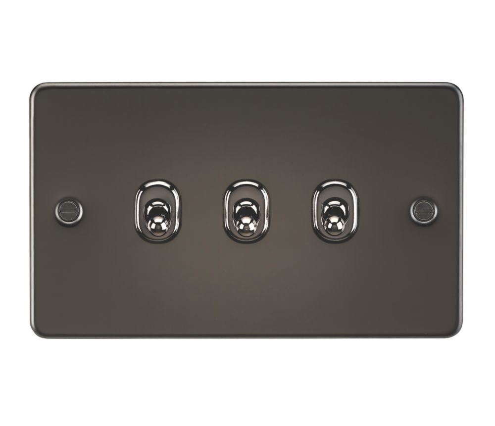 Image of Knightsbridge 10AX 3-Gang 2-Way Light Switch Gunmetal 