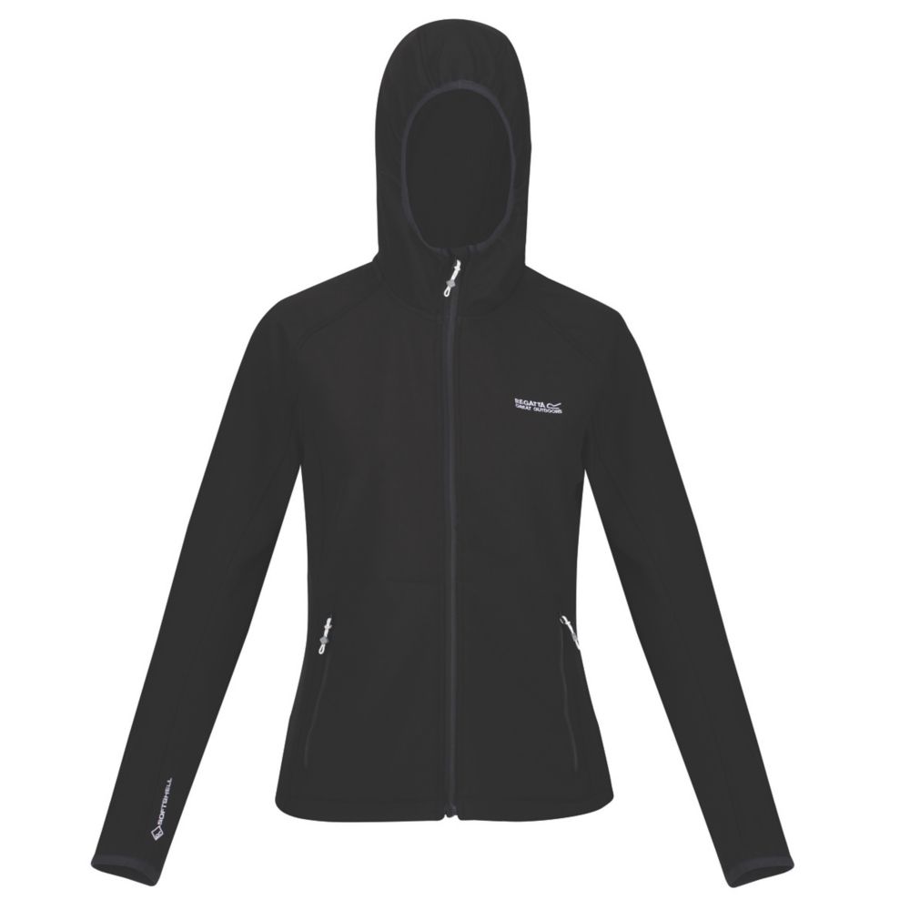 Image of Regatta Arec Womens Softshell Hooded Jacket Black Size 10 