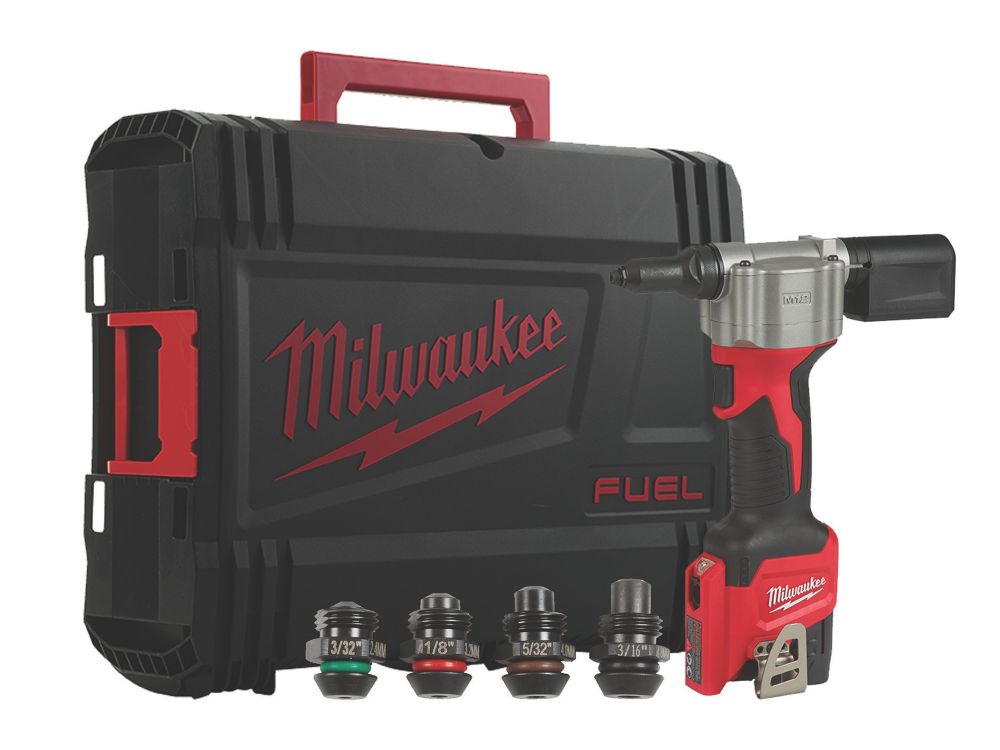 Image of Milwaukee M12 BPRT-201X 12V 1 x 2.0Ah Li-Ion RedLithium Cordless Pop Rivet Gun 