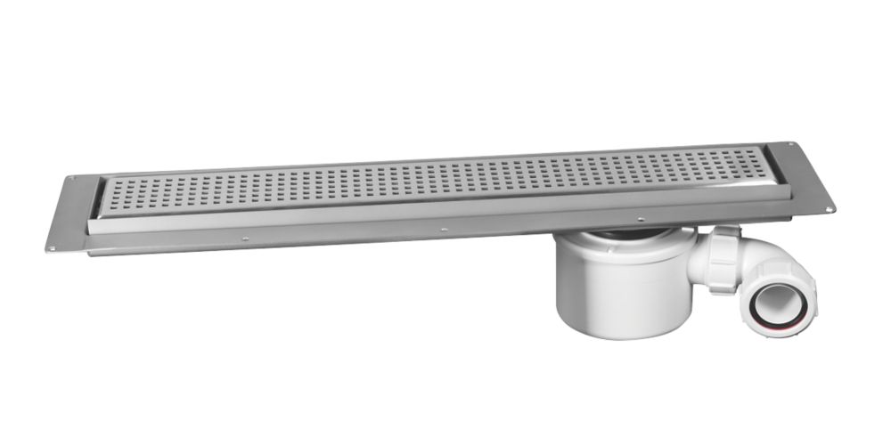Image of McAlpine CD600-SQ Channel Drain With Grid Brushed Stainless Steel 610mm x 150mm 