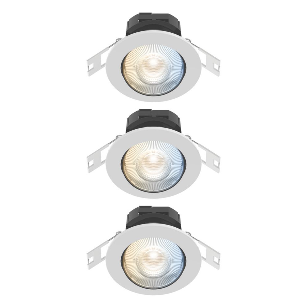 Image of Calex SMD 220-240V 2700-6500K Adjustable Tilting Head LED Smart Downlight With Variable White Light White 4.9W 345lm 3 Pack 