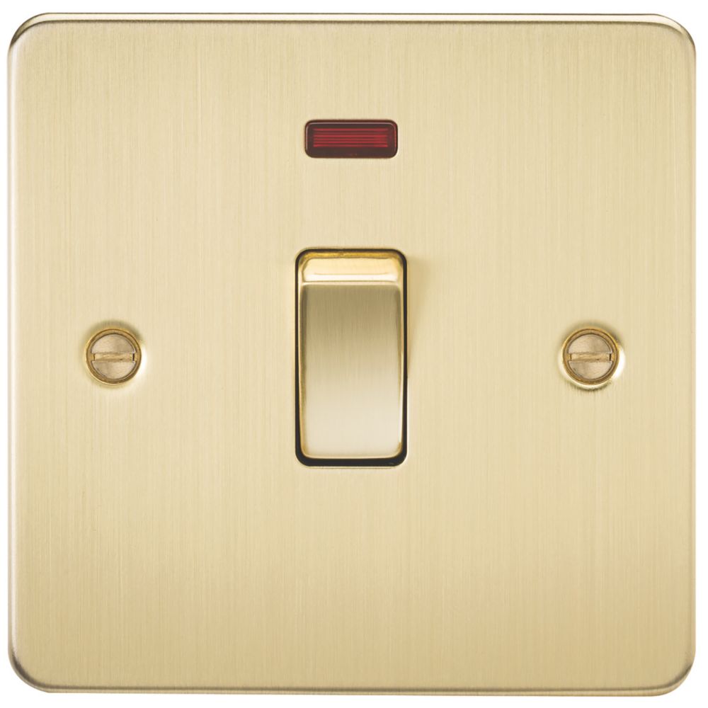 Image of Knightsbridge 20A 1-Gang DP Control Switch Brushed Brass with LED 
