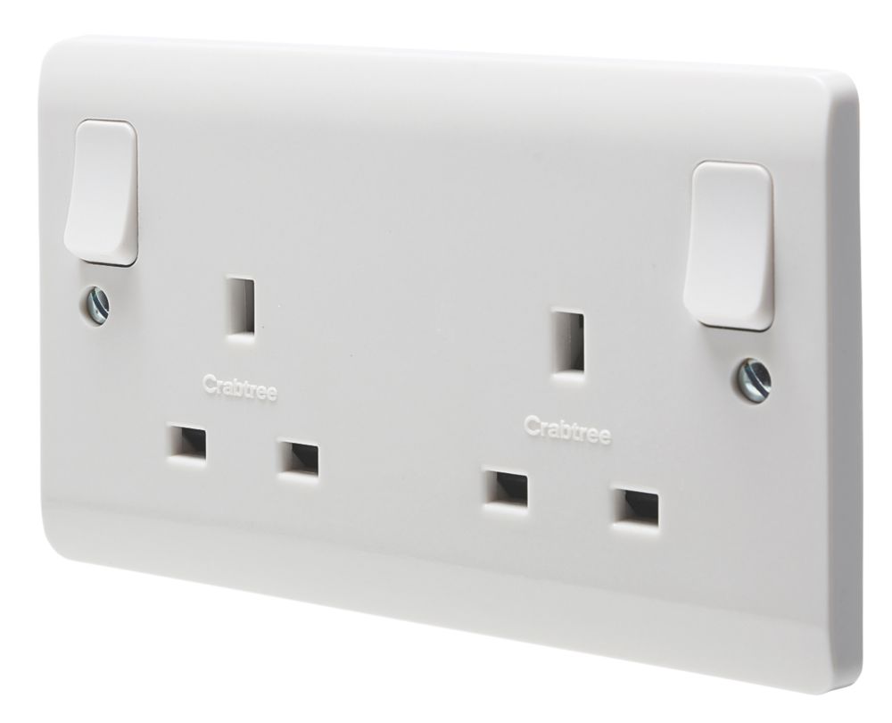 Image of Crabtree Instinct 13A 2-Gang DP Switched Socket White 
