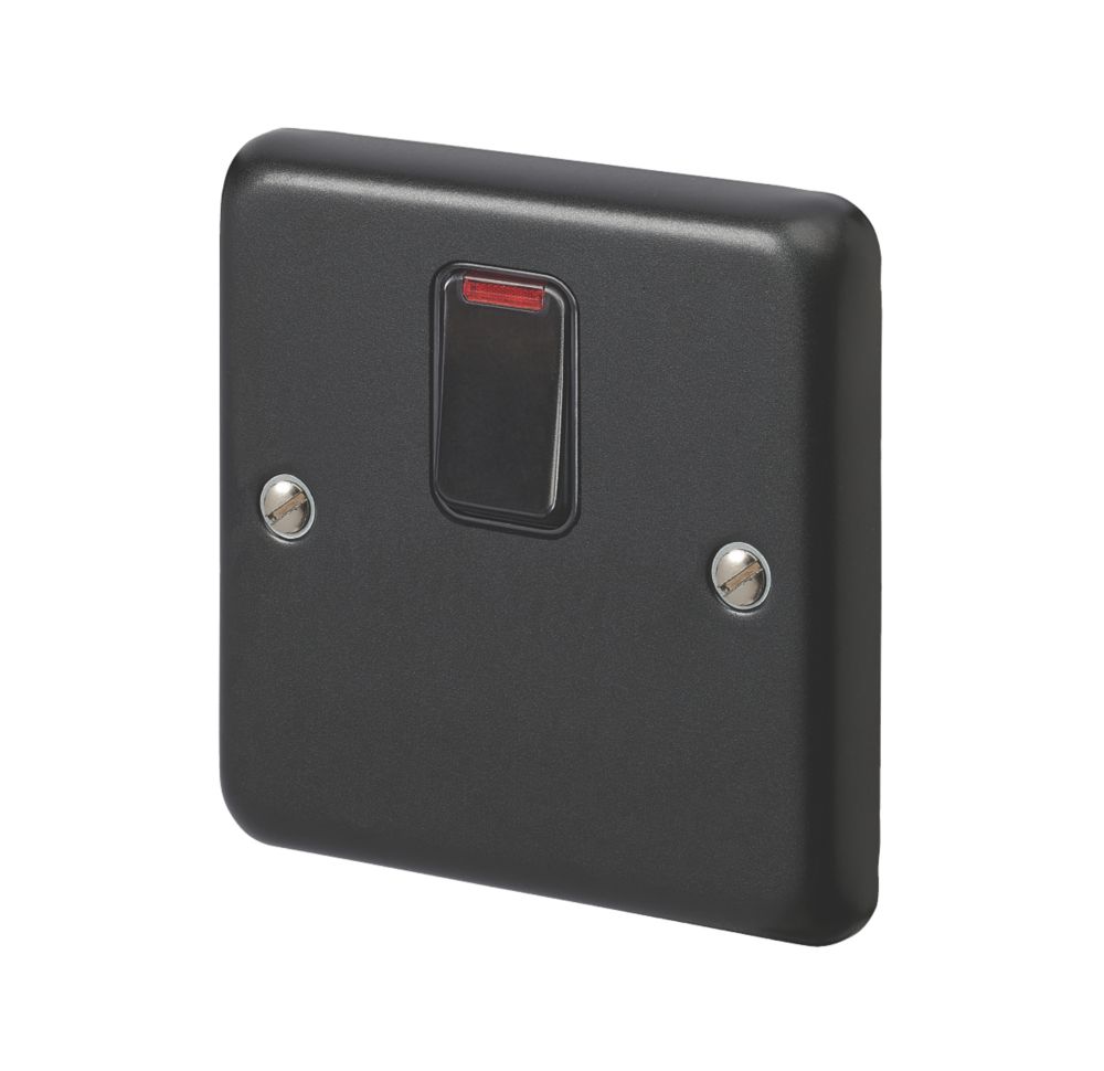 Image of MK Contoura 20A 1-Gang DP Control Switch Black with Neon with Colour-Matched Inserts 