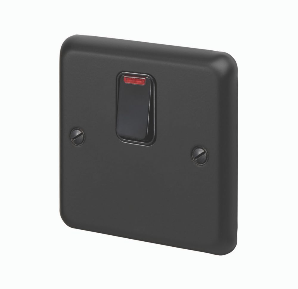 Image of MK Contoura 20A 1-Gang DP Control Switch Black with Neon with Colour-Matched Inserts 