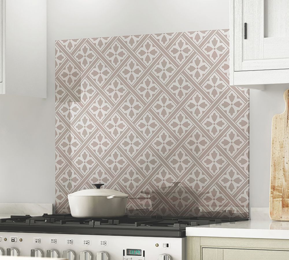 Image of Laura Ashley Mr Jones Dove Grey Self-Adhesive Glass Kitchen Splashback 900mm x 750mm x 6mm 